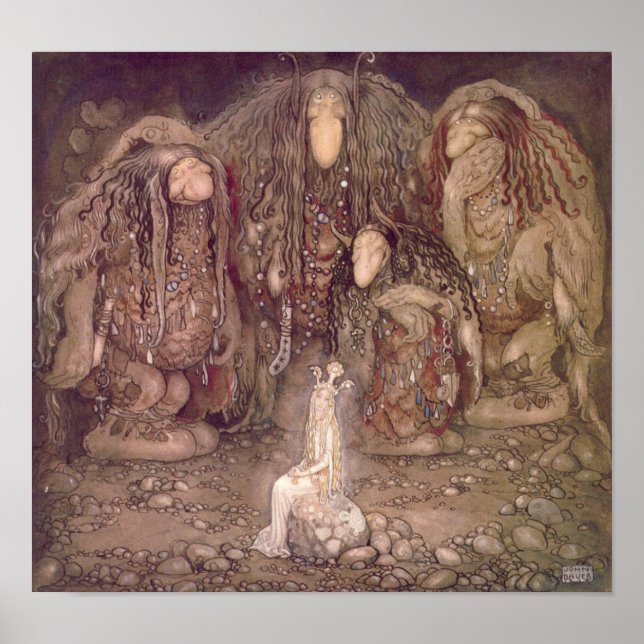 Pôster John Bauer Troll com uma princesa sequestrada Post (Frente)