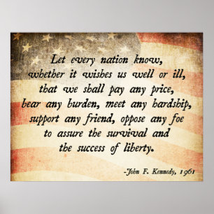 Pôster John. Citações de F Kennedy