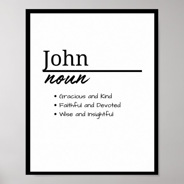 Poster John, Definição de Nome Personalizado de Menino (Frente)