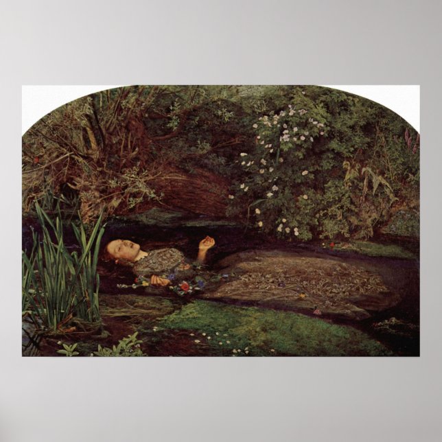 Pôster John Everett Millais - Ophelia (Frente)