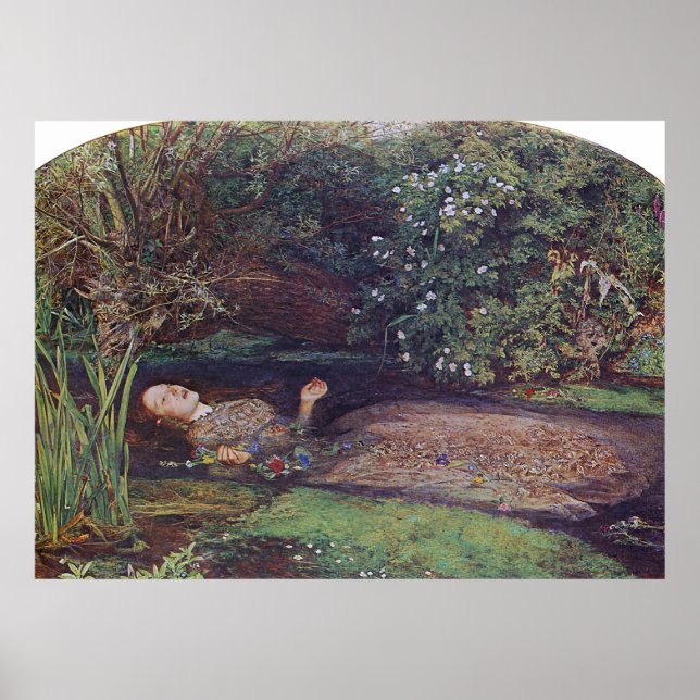 Pôster John Everett Millais Ophelia (Frente)