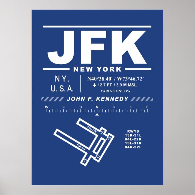 Poster John F. Kennedy Aeroporto Internacional JFK (Frente)