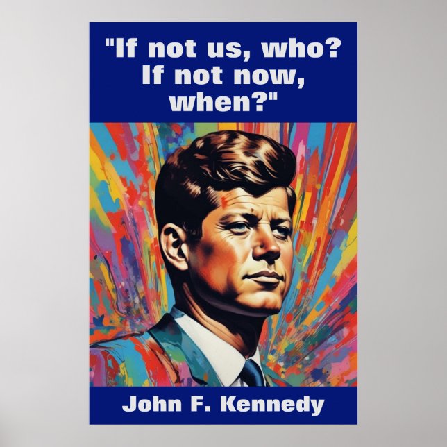 Poster John F. Kennedy Cita Inspiração Motivacional (Frente)