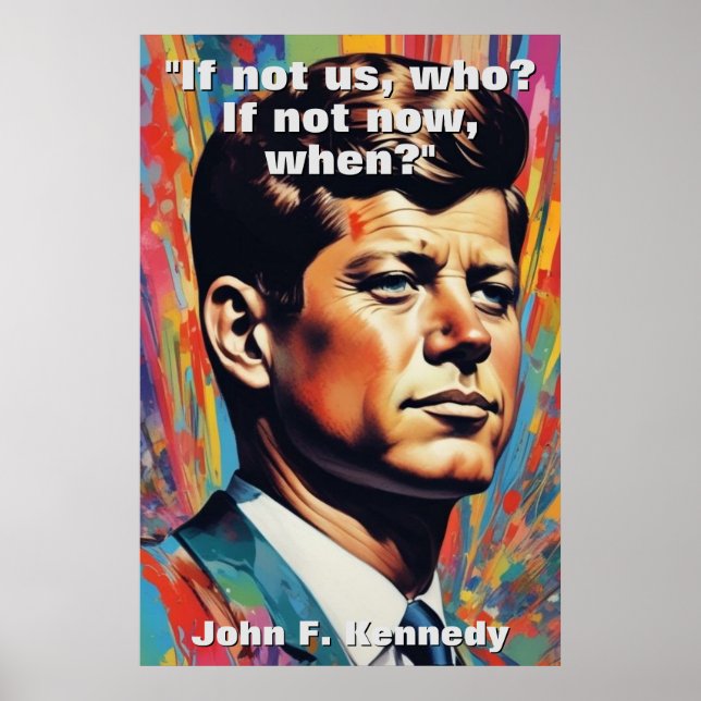 Poster John F. Kennedy Cita Inspiração Motivacional (Frente)
