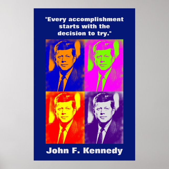 Poster John F. Kennedy Cita Inspiração Motivacional (Frente)