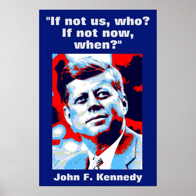 Poster John F. Kennedy Cita Inspiração Motivacional (Frente)
