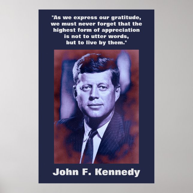 Poster John F. Kennedy Cita Inspiração Motivacional (Frente)
