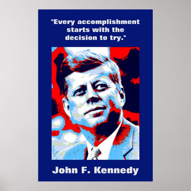 Poster John F. Kennedy Cita Inspiração Motivacional (Frente)