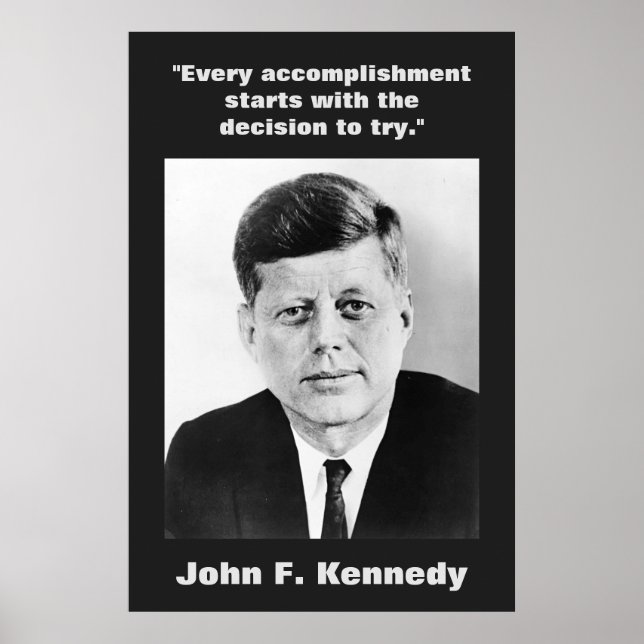 Poster John F. Kennedy Cita Inspiração Motivacional (Frente)