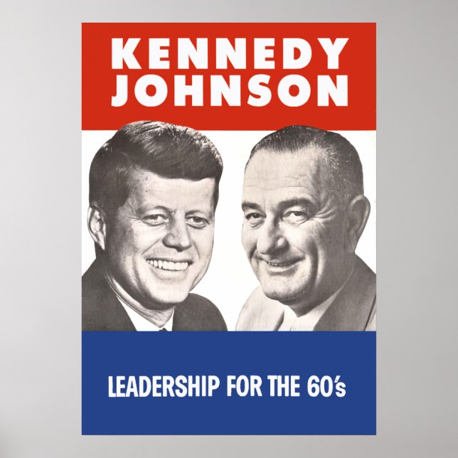 Poster John F. Kennedy & Lyndon B Johnson 1960's Campaign (Frente)