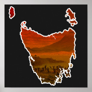 Poster John Glover Van Diemen Terras Tasmânia aborígenes