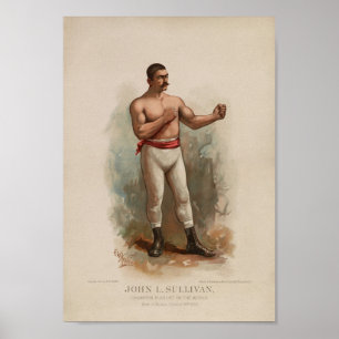 Poster John L. Sullivan - Pugilist do campeão - impress