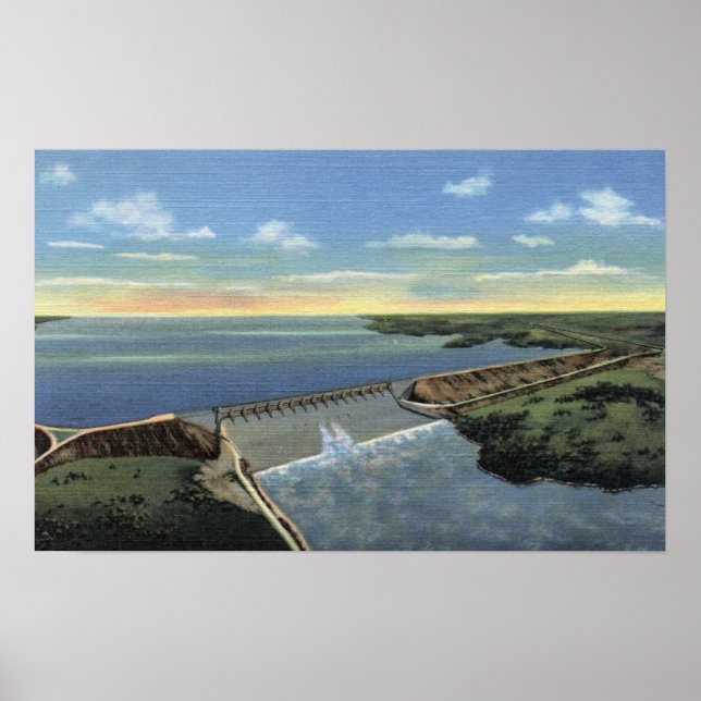 Pôster John Martin (Caddoa) Dam através do rio Arkansas (Frente)