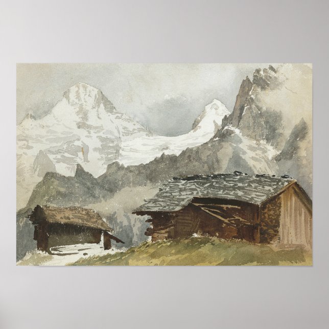 Poster John Singer Sargent - Chalets, Breithorn, Murren (Frente)
