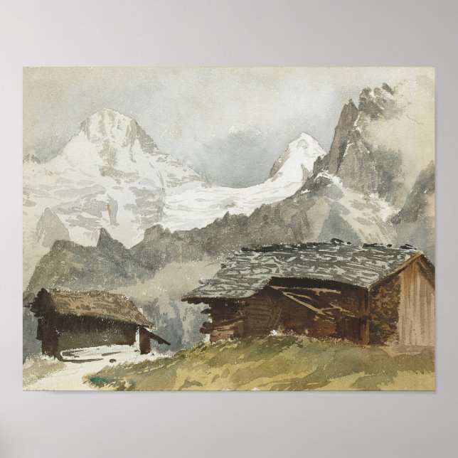 Poster John Singer Sargent - Chalets, Breithorn, Murren (Frente)