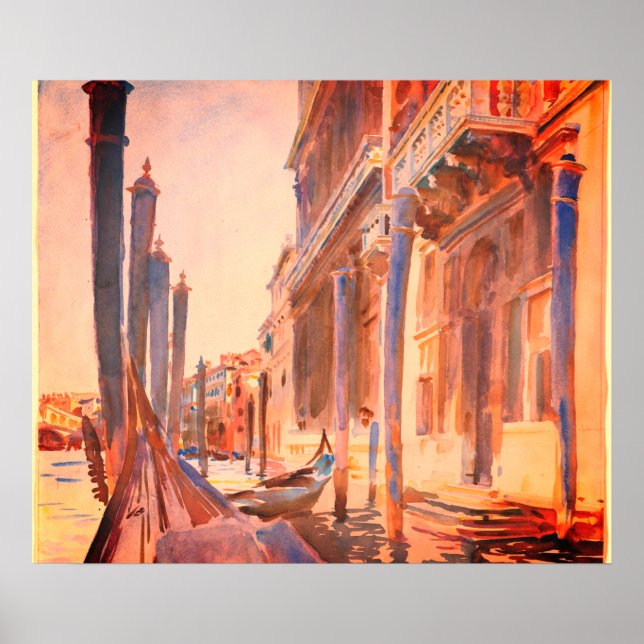 Poster John Singer Sargent Gondola Moorings Veneice (Frente)