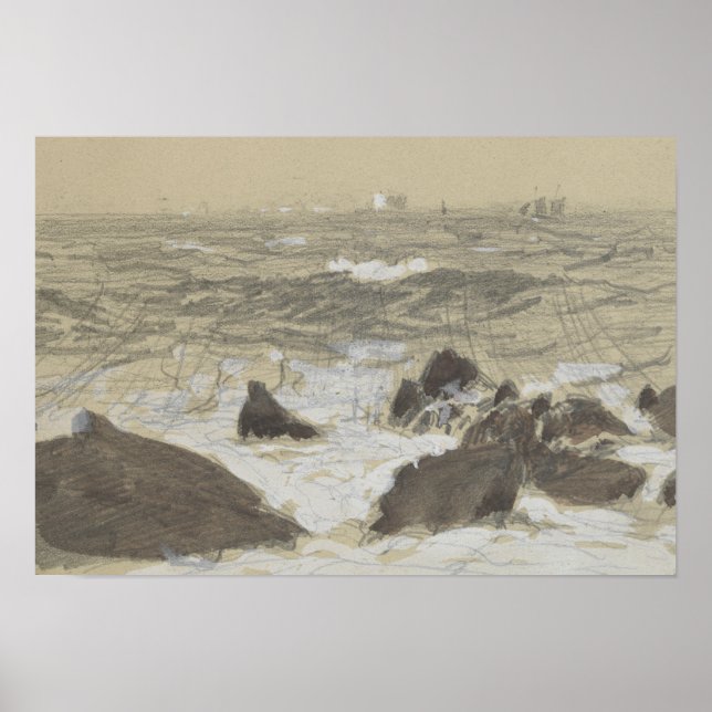 Poster John Singer Sargent - Ondas quebrando pedras (Frente)