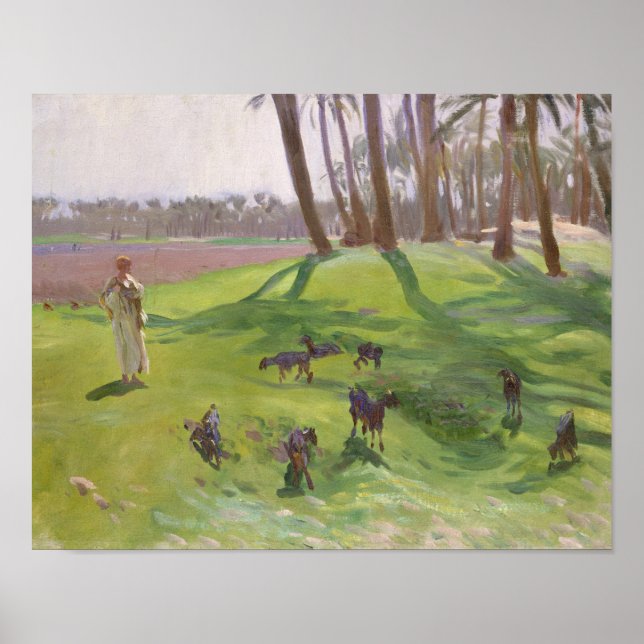 Poster John Singer Sargent - Paisagem com Goatherd (Frente)