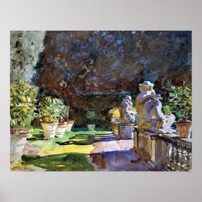 Poster John Singer Sargent Villa di Marlia, Lucca A Fount (Frente)