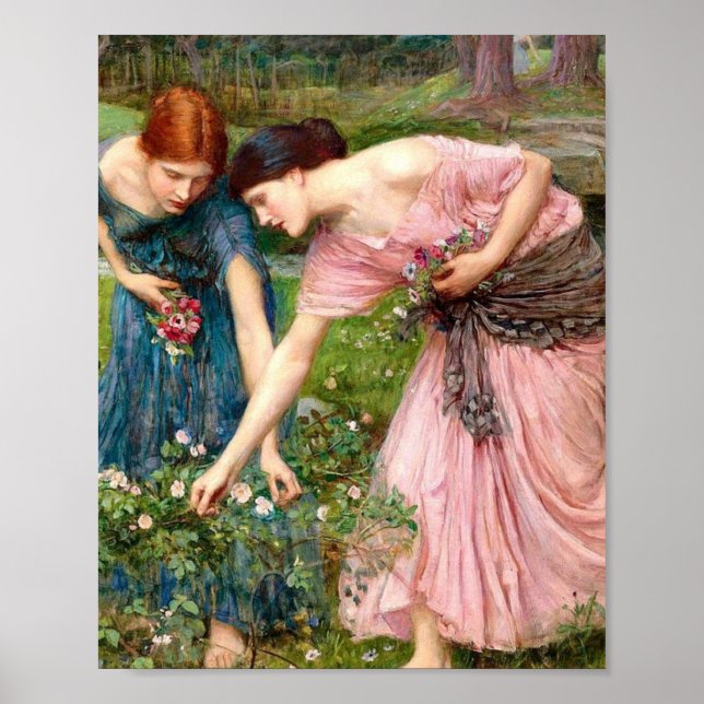 Poster John William Waterhouse Gather Ye Rosebuds (Frente)