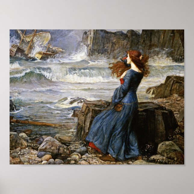 Poster John William Waterhouse - Miranda - O Tempest (Frente)