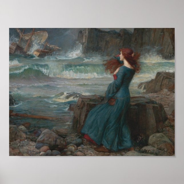 Pôster John William Waterhouse - Miranda - O Tempest (Frente)