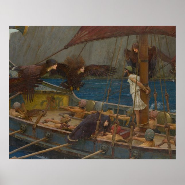 Pôster John William Waterhouse - Ulysses e as Sirens (Frente)