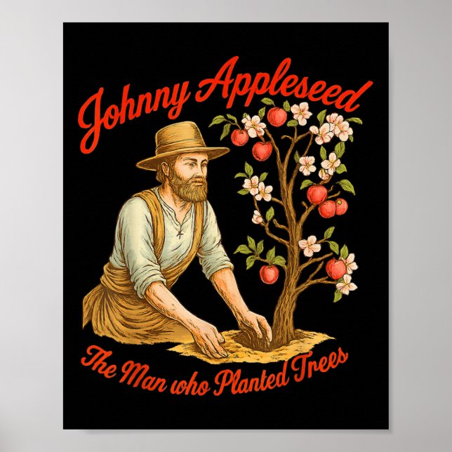 Poster Johnny Appleseed Day 26 de setembro Árvore Retroat (Frente)