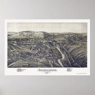 Pôster Johnsonburg, mapa panorâmico do PA - 1895