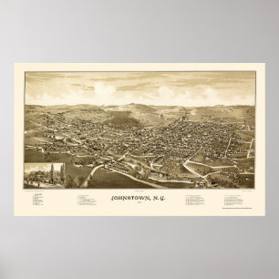 Pôster Johnstown, NY Panoramic Map - 1888