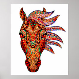 Poster Joia do cavalo mosaico colorido equestre