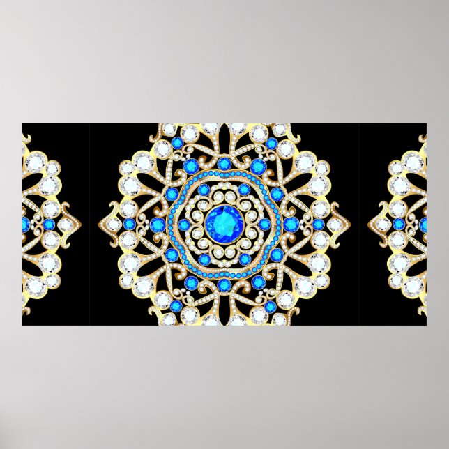 Poster Joias de mandala brooch, elemento design. Dentes t (Frente)