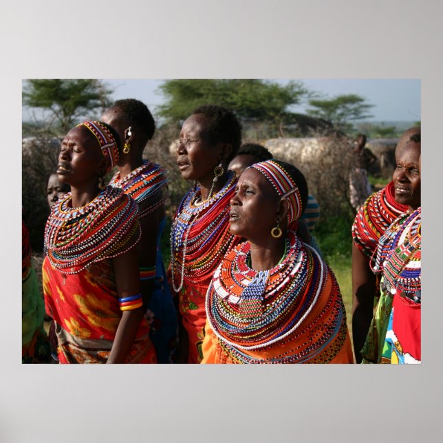 Pôster Joias de Miçangas de sementes do Massai no Quênia (Frente)