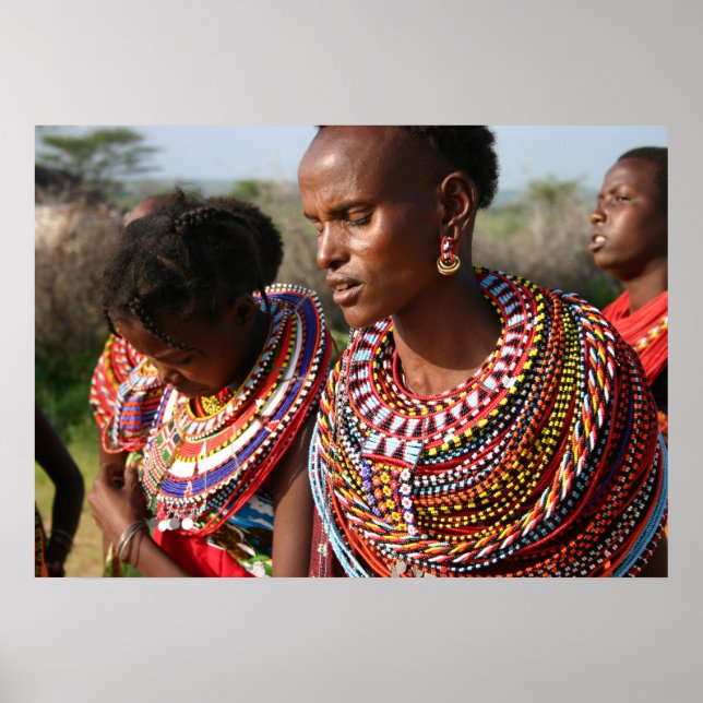 Pôster Joias de Miçangas de sementes do Massai no Quênia (Frente)