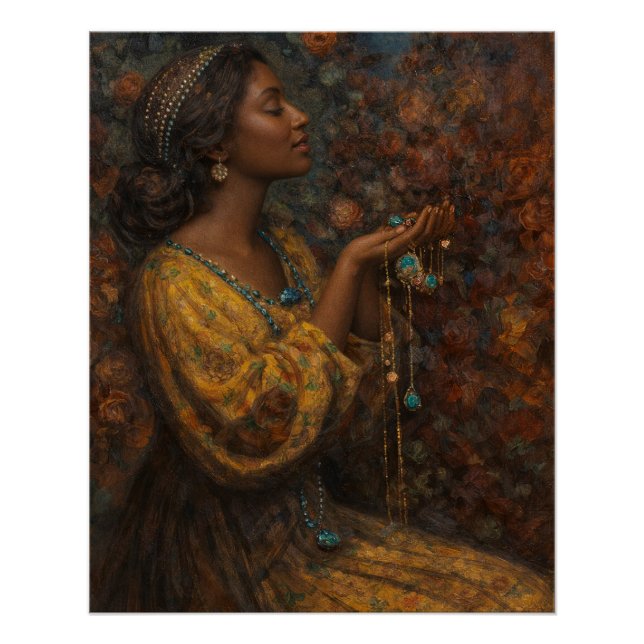 Pôster Joias de Mostyn com Mulher Negra (Frente)