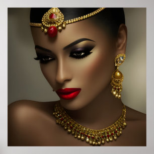 Poster Joias egípcias exóticas mulheres bonitas dourado v