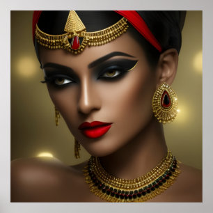 Poster Joias egípcias exóticas mulheres lindas dourado ve