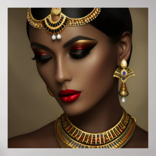 Poster Joias exóticas egípcias mulheres lindas ouro pérol
