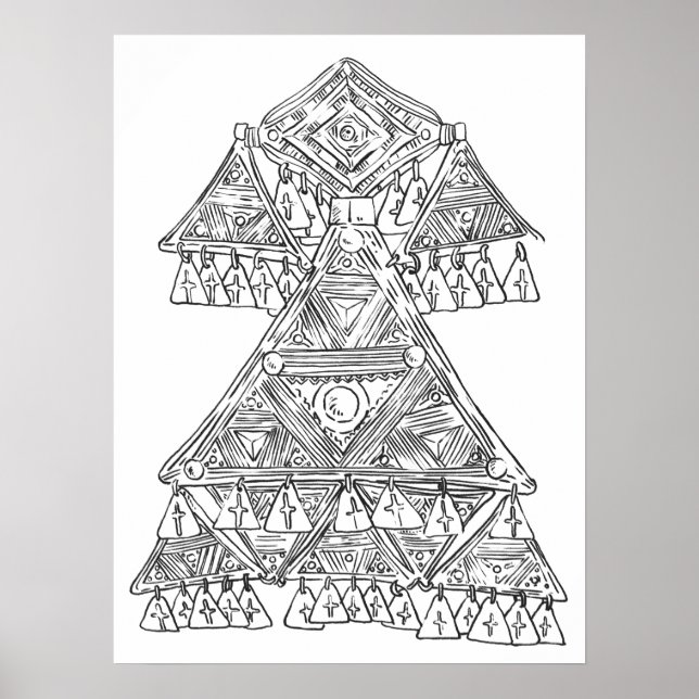 Poster Joias tribais de arte desenhada à mão (Frente)