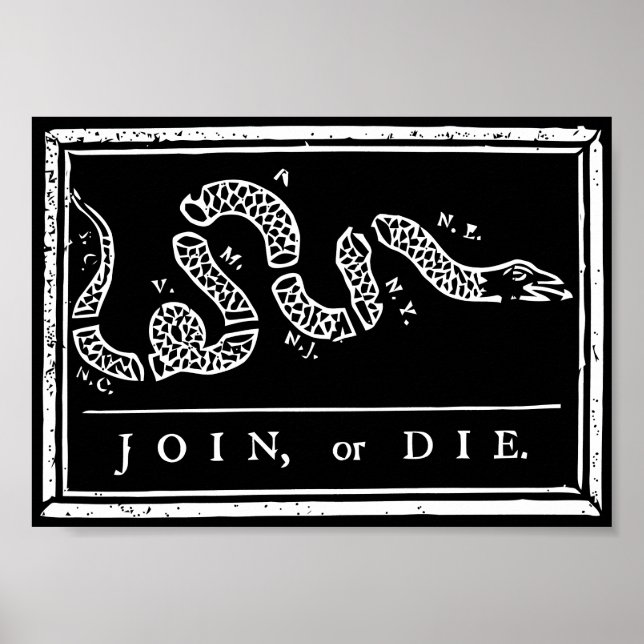 Pôster Join or Die - Black and White (Frente)
