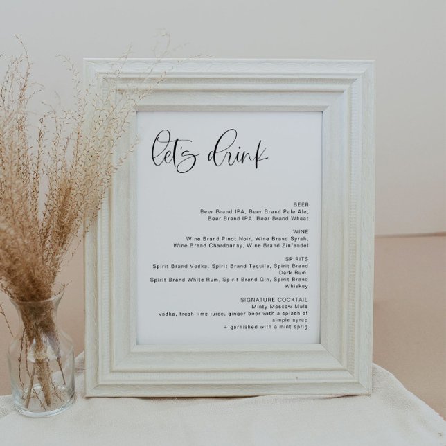 Poster JOLIE - Mínimo Símbolo do Menu do Drink do Vamos B (Criador carregado)