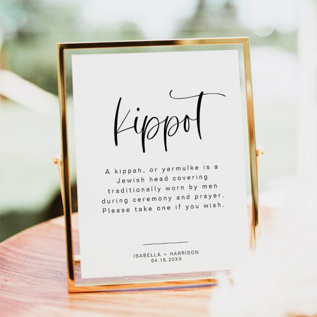 Poster JOLIE Modern Minimalista Kippot Kippah Casamento (Criador carregado)