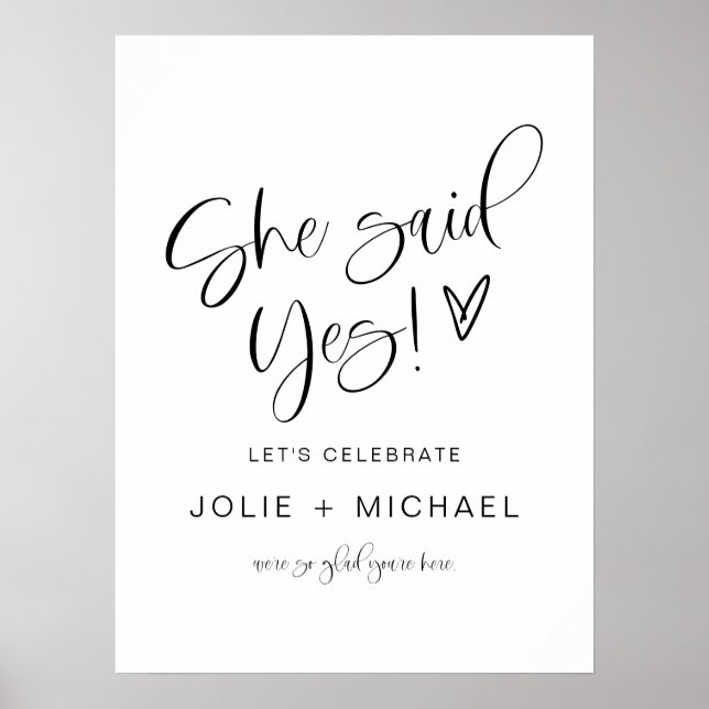 Poster JOLIE She Said Yes Engagement Party Welcome (Frente)