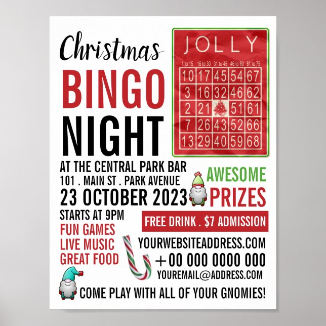 Poster Jolly Christmas, Bingo Night Advertising (Frente)