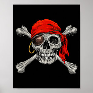 Poster Jolly Roger Pirate Skull Crossbones Halloween