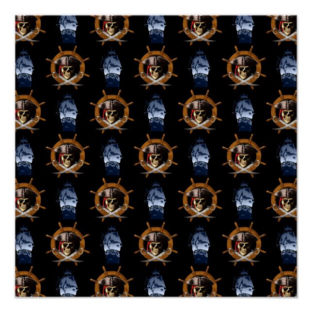 Pôster Jolly Roger Pirate Wheel (Frente)