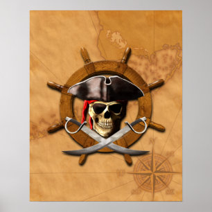 Pôster Jolly Roger Pirate Wheel