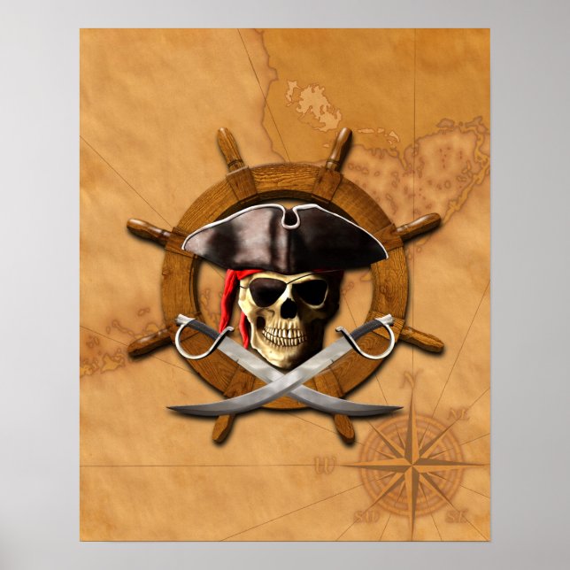 Pôster Jolly Roger Pirate Wheel (Frente)
