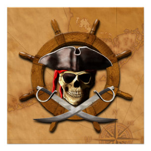 Pôster Jolly Roger Pirate Wheel