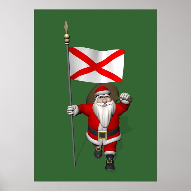 Pôster Jolly Santa Claus Visitando Alabama (Frente)